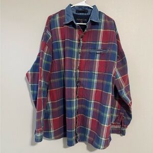 Vintage Fryday club 100% cotton Plaid Button-Up Shirt barn jacket size XL